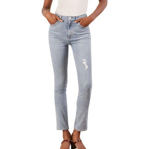 NWT Reformation Blue Light Wash Hepburn High Rise Distressed Jeans